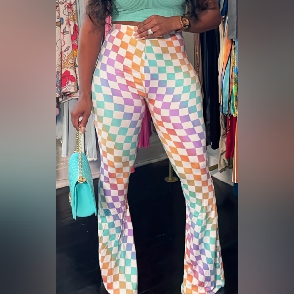 Colorful Checkered Women's Pants (2XL) 💜❤️💙🧡💛🩷💚